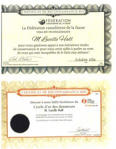 Certificats Mme Lucille Hall
