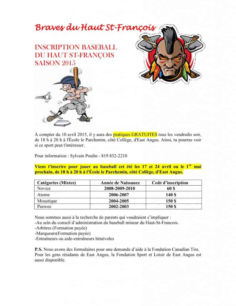 Inscription Baseball 2015