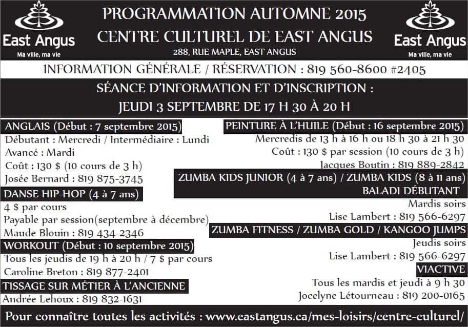 Programmation automne 2015 - Centre culturel