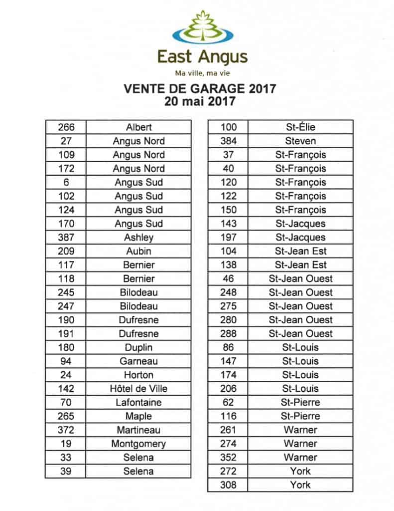 Vente de garage 2017